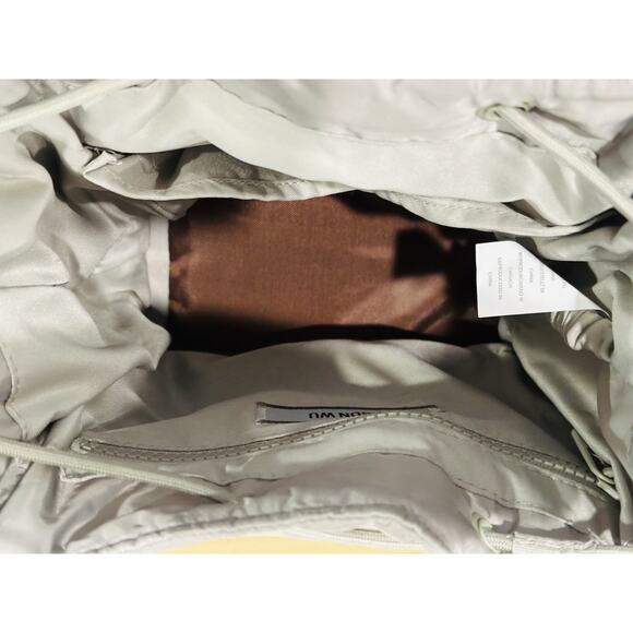 Jason Wu Puffer Nylon Drawstring Bucket Bag Beige Removable Adjustable Strap - Picture 13 of 16